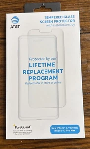 NEW AT&T Tempered Glass Screen Protector iPhone 6.7" 13 Pro Max Not A Knock Off - Picture 1 of 2