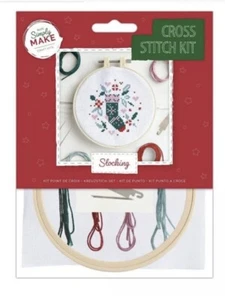 Docrafts Simply Make Stocking Cross Stitch Kit Hanging Christmas Holiday Craft - Picture 1 of 3