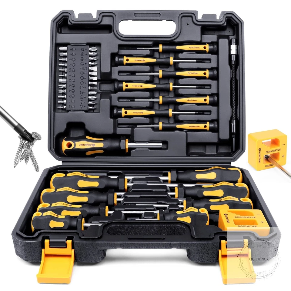 Amartisan 42-piece Magnetic Screwdriver Set With Case Includs Slotted Phillips