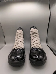 Women's High Top Sneakers Lace Up Faux Leather Shoes Comfort Platforms SZ 9 - Picture 1 of 6