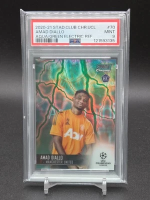 202-21 Topps Stadium club Chrome Amad Diallo RC Green Electric PSA9 #/150 - Image 1 of 2