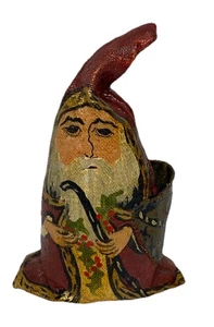 L. Peric Navidad Vintage Pintado a Mano Lienzo Hecho a Mano ÚNICO Arte Popular Papá Noel - Imagen 1 de 3
