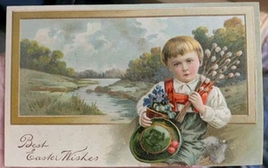 Best Easter Wishes Antique Postcard Early 1900s - Picture 1 of 3