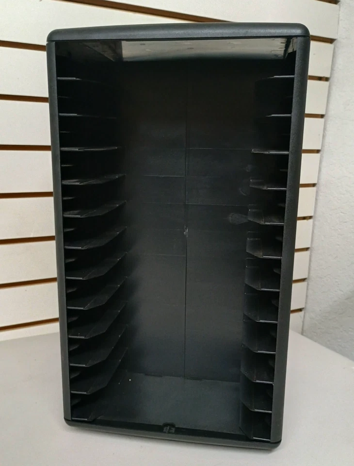 Torre de almacenamiento giratoria vintage LASERLINE 24 VHS VCR soporte de cinta de video negro Foto 1 de 4