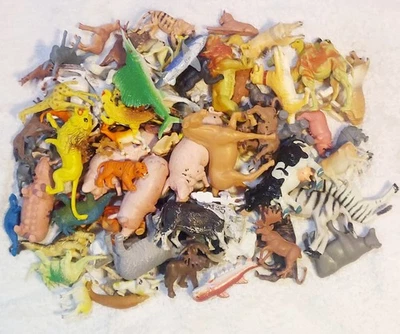 Huge Lot Of Vintage Plastic PVC Rubber Toy Animal Figurines Lot Of 87 Figures  - Image 1 of 4