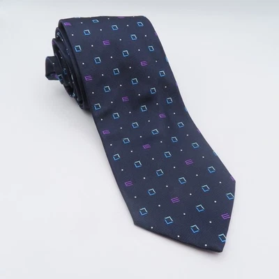 Corbata Etro Seda Azul Púrpura Cuadros Lunares Repp 3" 60" Italia Foto 1 de 4