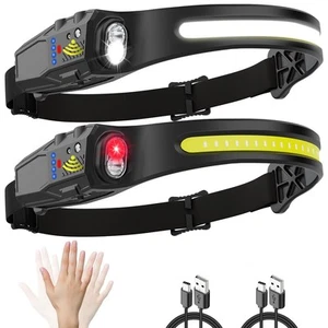 Headlamp Rechargeable 2Pack, 230° Wide Beam Head Lamp, LED Headlamp with Moti... - Picture 1 of 6