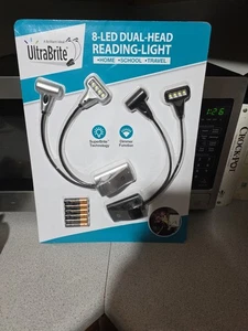 New Ultra Bright Dual Head LED Book Reading Light 2 Pack Adjustable Portable - Picture 1 of 5
