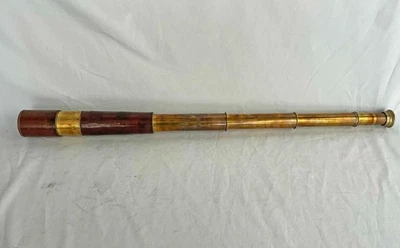 Vintage Broadhurst Clarkson Leather Bound Brass Telescope +Zoom - Good Condition - Image 1 of 4