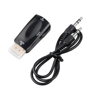 -Kompatibel zu VGA Konverter Schwarz ABS 3,5mm Klinke Audio Converter A2Z77713 - Bild 1 von 6