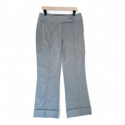 Wide Leg Y2K Pintuck Dress Pants Size 12 Gray Light Blue Pinstripe - Image 1 of 4