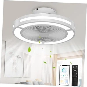Low Profile Ceiling Fan with Light, 19'' Small Flush Mount Ceiling Fan, - Picture 1 of 7