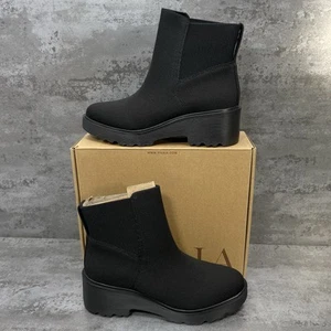 Vivaia Everly Black Round Toe Platform Chunky Wedge Boots Women's Size UK 4 EU37 - Picture 1 of 19