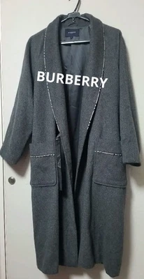 BURBERRY LONDON Men's Charcoal Gray Wool Gown Coat Belted Warm #EK BHB - Image 1 of 4