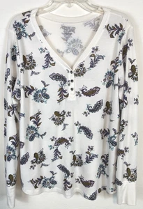 Paisley Waffle Tejido Térmico Henley Para Mujer 3XL Cómodas Capas Retro Talla 22 - Imagen 1 de 7