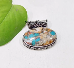 Hermoso colgante de plata 925 con diseño hecho a mano turquesa ostra regalo para amor - Imagen 1 de 4