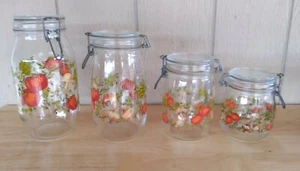 4 Vtg Glass Canister Spice of Life Niveau de Remplissage Arc France Tomato - Picture 1 of 6