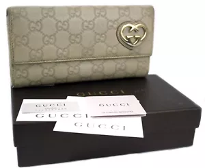 GUCCI Guccisima Beige GG Long Bifold Wallet Purse Women's Used Italy - Picture 1 of 21