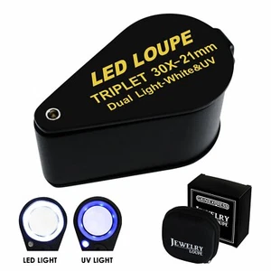 30x Magnification Jewelry Gem Loupe, 6 LED light + UV Light 21mm Optical Glass - Picture 1 of 12