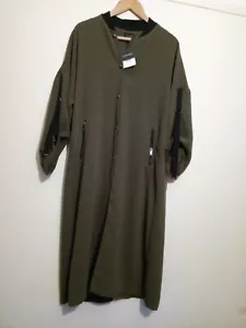 Topshop Khaki Military Jacket long green, 10 poppers, zip pockets BNWT RRP £85 - Picture 1 of 12