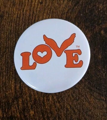 Coldplay Chris Martin  Love Logo Button Hat Lapel Trading Pin Badge Orange  - Image 1 of 4