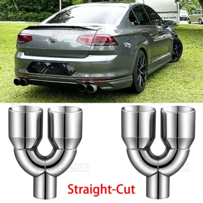 For Volkswagen Passat Pair 2.5" Inlet 3.5" Outlet 9.5" Long Dual Exhaust Pipes - Image 1 of 4