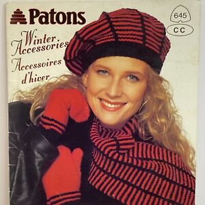Livre de motifs de tricot Patons n° 645 cc accessoires d'hiver chapeaux foulards mitaines