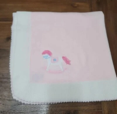 Manta bebé tejido gofre rosa caballo mecedor vintage orgullo y alegría Foto 1 de 4