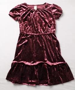 OshKosh B'gosh Girl's Velour Short Puff Sleeve Dress EJ3 Purple Size 7 NWT - Picture 1 of 3