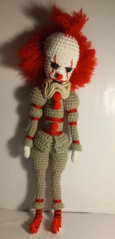 Handmade amigurumi doll Pennywise/ knitted doll Pennywise from IT movie NEW 35cm Cover
