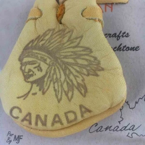 ref-0522 motif tipi Porte monnaie bourse AMERINDIEN HURON 5 Nations Canada - Picture 1 of 4