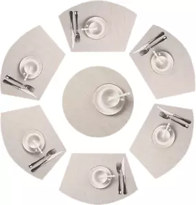 SHACOS round Table Placemats Set of 7 Wedge Shaped Place Mat with Centerpiece ro - Picture 1 of 12