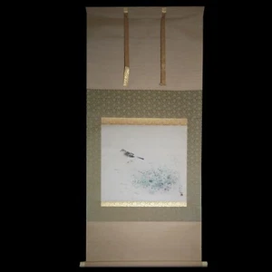 KAKEJIKU HÄNGENDE ROLLE JAPANISCHE WANDKUNST/Vogel von Ichian Tanaka #659 - Bild 1 von 9