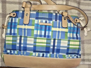 VTG Caribbean Joe Multi-Plaid Beach Summer Shoulder Bag/Purse - Picture 1 of 9