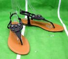 NEW Summer Black 1" Wedge Heel  Fashion Stones Sexy Sandals  WOMEN Size 6