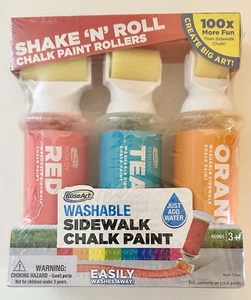 Washable Sidewalk Chalk Paint Roller Set 3 PK Shake N Roll NEW Rose Art  - Picture 1 of 3