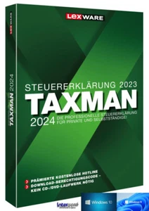 Lexware Taxman 2024 version complète pour l'année fiscale 2023 + manuel téléchargement PDF NEUF - Photo 1/8