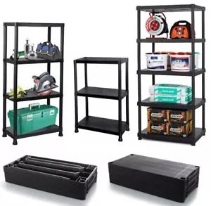 3/4&5 Tier Plastic Shelving Storage Unit Shelves Heavy Duty Racking Shelf Garden - Picture 1 of 19
