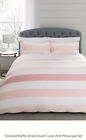 BNIP NEXT Bedding Textured Waffle Stripe Pink White Double Duvet Set 100% Cotton