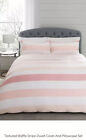 Bnip Next Bedding Textured Waffle Stripe Pink White Double Duvet Set 100% Cotton