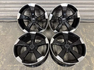Audi Rotor RS3 Style 19” Alloy Wheels 5x112 Gloss Black Polished Tips - Picture 1 of 5