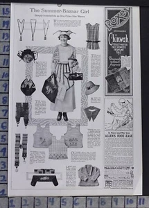 1919 BAZAAR GIRL PURSE HAT NECKLACE APRON FASHION DESIGN VINTAGE ART AD BW52 - Picture 1 of 1
