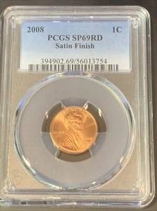 2008P Lincoln Cent PCGS SP69RD Lincoln Satin Finish! - Picture 1 of 2