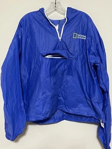 National Geographic Raincoat Pocket Logo One Size pVc Vintage Outdoor Hooded - Picture 1 of 4