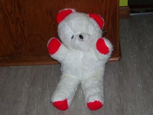 Peluche Haan Crafts OSO DE PELUCHE ROJO BLANCO poco más de 20" de longitud etiqueta es signo Patti C - Imagen 1 de 9