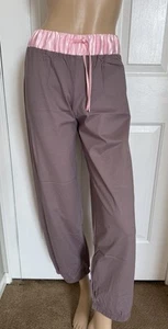Vintage Cyberjammies Pants Size 8 Pink Satin Waist Trim Brown Cotton Lounge NEW - Picture 1 of 14