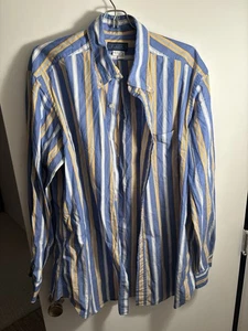 J. McLaughlin Men's Long Sleeve Button Front Shirt Blue/White - Picture 1 of 3