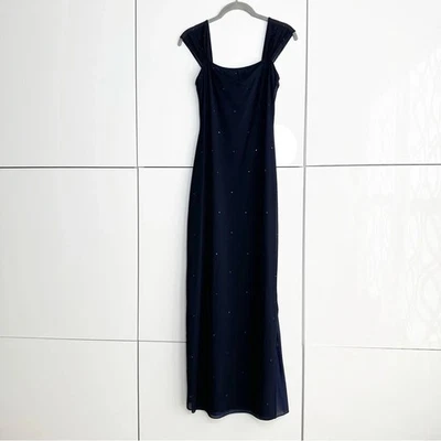 Официальное платье Tahari темно-синее с кристаллами сетка размер 6 длинное платье сделано в США - Изображение 1 из 4