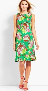 Neu mit Etikett Talbots grün Frühling Blumen Etuikleid ärmellos Retro 12P 12 Petite - Bild 1 von 16