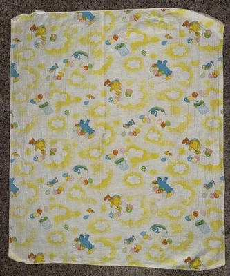 Manta Receptora Bebé CALLE SÉSAMO Vintage Años 80 Amarillo Blanco Globo Nube Foto 1 de 4